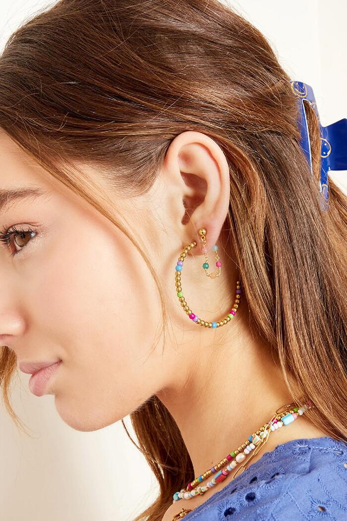 Boucles d'oreilles perles colorées - collection #summergirls Rosé Acier inoxydable Image3